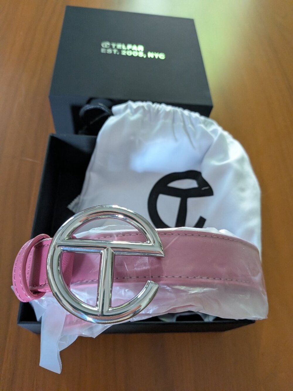 Telfar Logo Belt - Silver/Pink